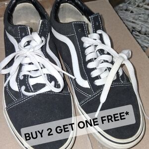 BUY 2 GET ONE FREE* Vans Old Skool Black and White Sneakers Size 7.5m/9w